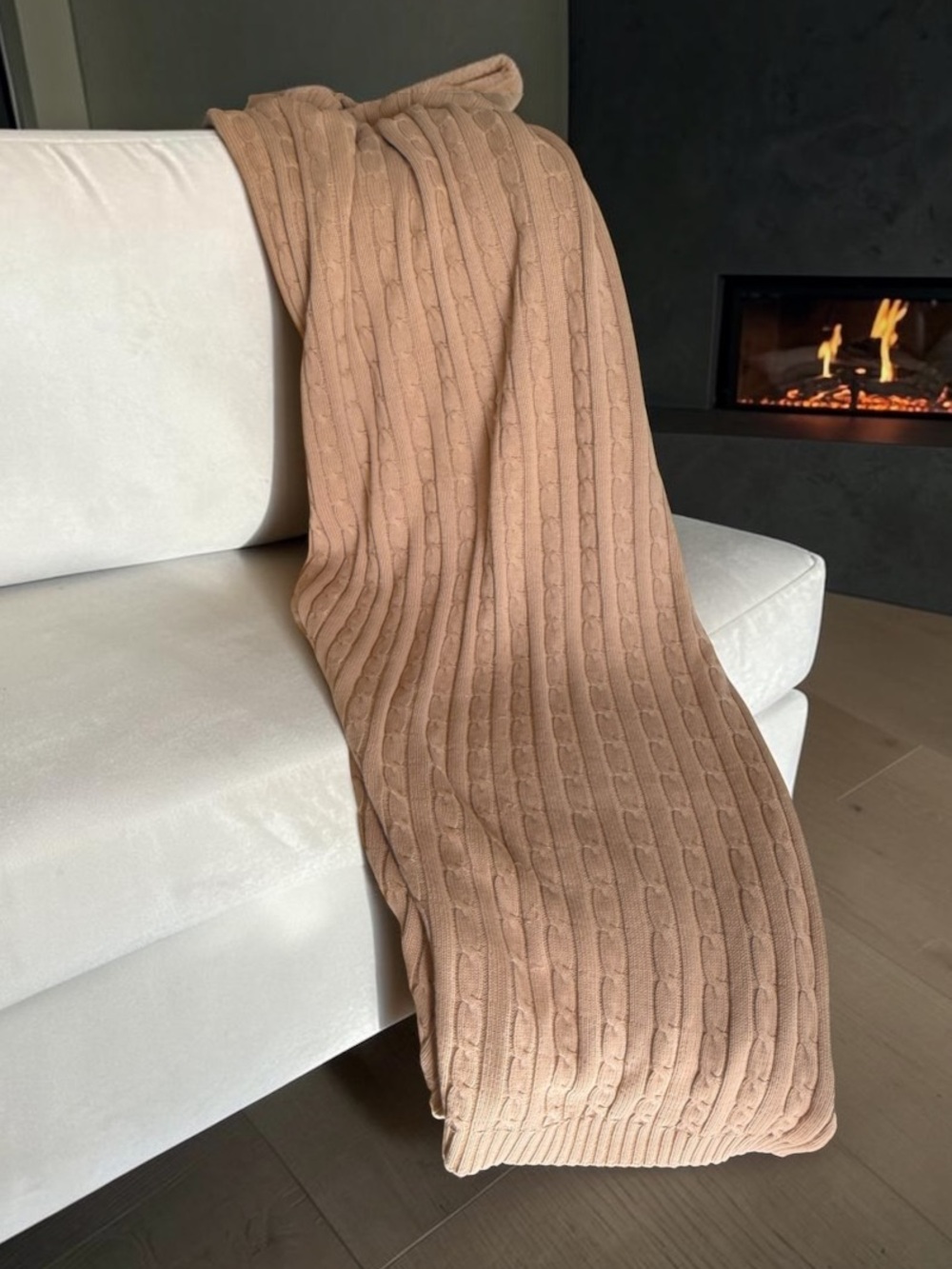 RALPH LAUREN 100% Cotton Cable Knit Throw Sweater Blanket